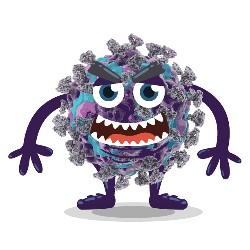 Cartoon Virus with arms and legs