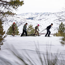 People pulling a sled